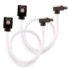 Corsair Premium Sleeved SATA Cable, 90° - SATA 6Gbps 30cm, Bianco