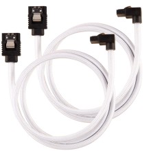 Corsair Premium Sleeved SATA Cable, 90° - SATA 6Gbps 60cm, Bianco