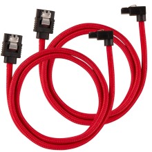 Corsair Premium Sleeved SATA Cable, 90° - SATA 6Gbps 60cm, Rosso